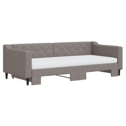 vidaXL Slaapbank met onderschuifbed en matrassen 90x200 cm stof taupe