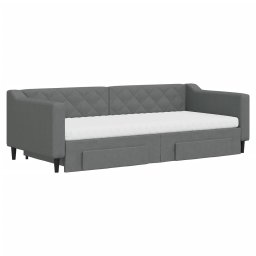 vidaXL Slaapbank onderschuifbed en lades 90x200 cm stof donkergrijs