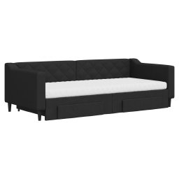 vidaXL Slaapbank met onderschuifbed en lades 90x200 cm stof zwart