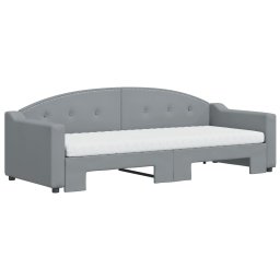 vidaXL Slaapbank onderschuifbed en matrassen 80x200 cm stof lichtgrijs