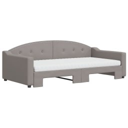 vidaXL Slaapbank met onderschuifbed en matrassen 100x200 cm stof taupe