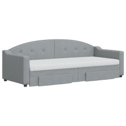 vidaXL Slaapbank met onderschuifbed en lades 80x200 cm stof lichtgrijs