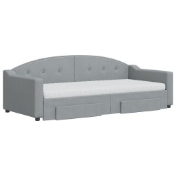 vidaXL Slaapbank met onderschuifbed en lades 90x200 cm stof lichtgrijs