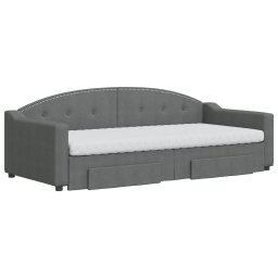 vidaXL Slaapbank onderschuifbed en lades 90x200 cm stof donkergrijs