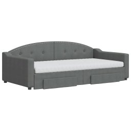 vidaXL Slaapbank onderschuifbed en lades 100x200 cm stof donkergrijs
