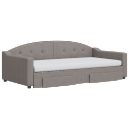 vidaXL Slaapbank met onderschuifbed en lades 100x200 cm stof taupe