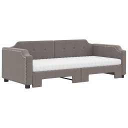 vidaXL Slaapbank met onderschuifbed en matrassen 80x200 cm stof taupe