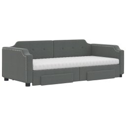 vidaXL Slaapbank onderschuifbed en lades 80x200 cm stof donkergrijs