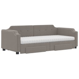 vidaXL Slaapbank met onderschuifbed en lades 80x200 cm stof taupe