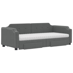 vidaXL Slaapbank onderschuifbed en lades 90x200 cm stof donkergrijs