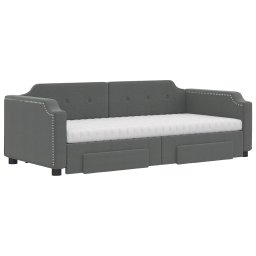 vidaXL Slaapbank onderschuifbed en lades 100x200 cm stof donkergrijs