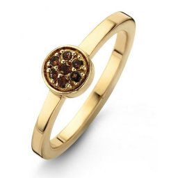 Casa Jewelry Ring Melody Brown 52 CZ - Goud Verguld - Ringmaat: 16.50 mm / maat 52