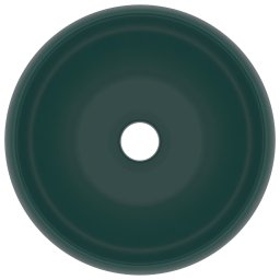 vidaXL Wastafel rond 40x15 cm keramiek mat donkergroen