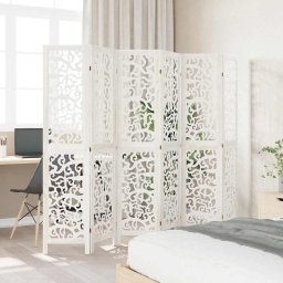 vidaXL Kamerscherm met 6 panelen massief paulowniahout wit