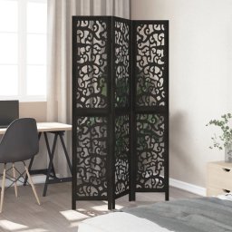 vidaXL Kamerscherm met 3 panelen massief paulowniahout zwart