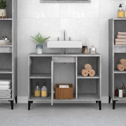 vidaXL Wastafelkast 80x33x60 cm bewerkt hout betongrijs