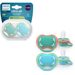 Philips Avent Ultra Air – Ademend en lichtgewicht fopspeen (6-18 mnd) – 2 stuks - SCF087/10