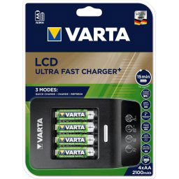 LCD Ultra fast charger 57685 Varta met 4 x AA 2100mAh