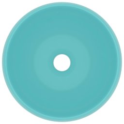vidaXL Wastafel rond 40x15 cm keramiek mat lichtgroen