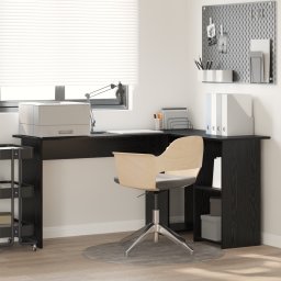 vidaXL Bureau Zwart Eiken 142 x 102 x 73 cm Bewerkt hout