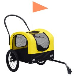vidaXL Fietstrailer en hondenwagen 2-in-1 geel en zwart
