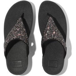 FitFlop - maat 40 - Lulu Multi-Tonal Glitter Toe-Post Sandals Vrouwen - Zwart Multi