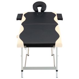 vidaXL Massagetafel inklapbaar 2 zones aluminium zwart en beige