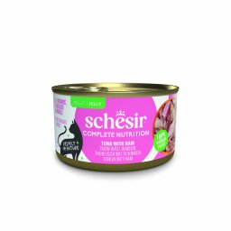 Voordeelpakket: 24x85g Schesir Complete Nutrition filet in gelei tonijn met ham natvoer voor katten