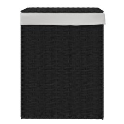 vidaXL Wasmand met deksel 46x33x60 cm poly rattan zwart
