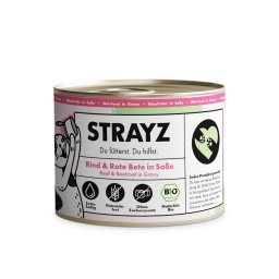 6x200g STRAYZ BIO cat biologisch rundvlees & biologische rode biet in saus natvoer voor katten