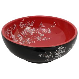 vidaXL Opzetwasbak rond Φ41x14 cm keramiek zwart en rood