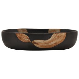vidaXL Opzetwasbak ovaal 59x40x14 cm keramiek zwart