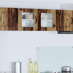 vidaXL Wandglas cabinet LUCCA Oud hout 80 x 31 x 40 cm Bewerkt hout