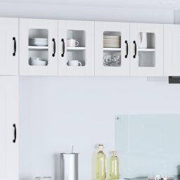 vidaXL Wandglas cabinet LUCCA 2 st Wit Bewerkt hout