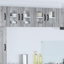 vidaXL Wandglas cabinet LUCCA 2 st Grijs sonoma Bewerkt hout