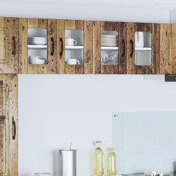 vidaXL Wandglas cabinet LUCCA 2 st Oud hout Bewerkt hout