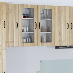 vidaXL Wandglas cabinet LUCCA 2 st Sonoma Eiken Bewerkt hout