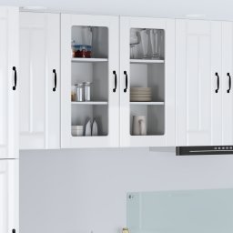 vidaXL Wandglas cabinet LUCCA 2 st Hoogglans Wit Bewerkt hout