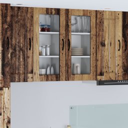 vidaXL Wandglas cabinet LUCCA Oud hout 40 x 31 x 80 cm Bewerkt hout