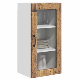 vidaXL Wandglas cabinet LUCCA 2 st Oud hout Bewerkt hout