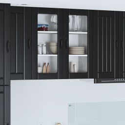 vidaXL Wandglas cabinet LUCCA Zwart 80 x 31 x 80 cm Bewerkt hout