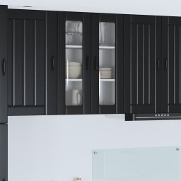 vidaXL Wandglas cabinet LUCCA Zwart 60 x 31 x 80 cm Bewerkt hout