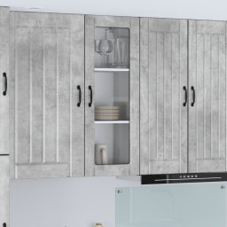 vidaXL Wandglas cabinet LUCCA Betongrijs 40 x 31 x 100 cm Bewerkt hout