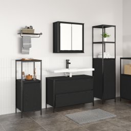 vidaXL Badkamermeubelset 3 st Zwart Eiken 90 x 34,5 x 60 cm