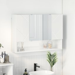 vidaXL Spiegelkast Hoogglans wit 80 x 17 x 55 cm Bewerkt hout