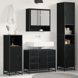 vidaXL Badkamermeubelset 3 st Zwart Eiken 90 x 33 x 60 cm Bewerkt hout