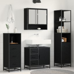 vidaXL Badkamermeubelset 4 st Zwart Eiken 65 x 33 x 60 cm Bewerkt hout