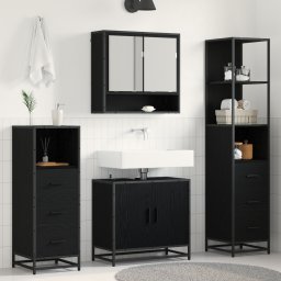 vidaXL Badkamermeubelset 4 st Zwart Eiken 65 x 33 x 60 cm Bewerkt hout