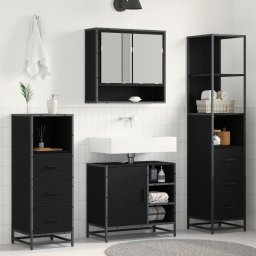 vidaXL Badkamermeubelset 4 st Zwart Eiken 65 x 33 x 60 cm Bewerkt hout
