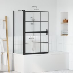 vidaXL Bad Douchescreen Zwart en transparant 80 x 68 x 128 cm